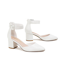 heels 2024夏季新款跨境专供时装女鞋尖头中空粗跟白色高跟鞋凉鞋