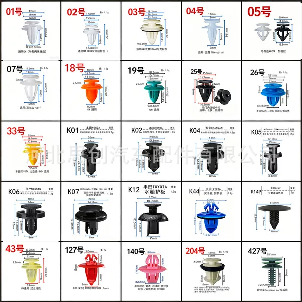 General automotive plastic clips, nylon core nails, ceiling fixing extended expansion clips, automotive clips for door panels