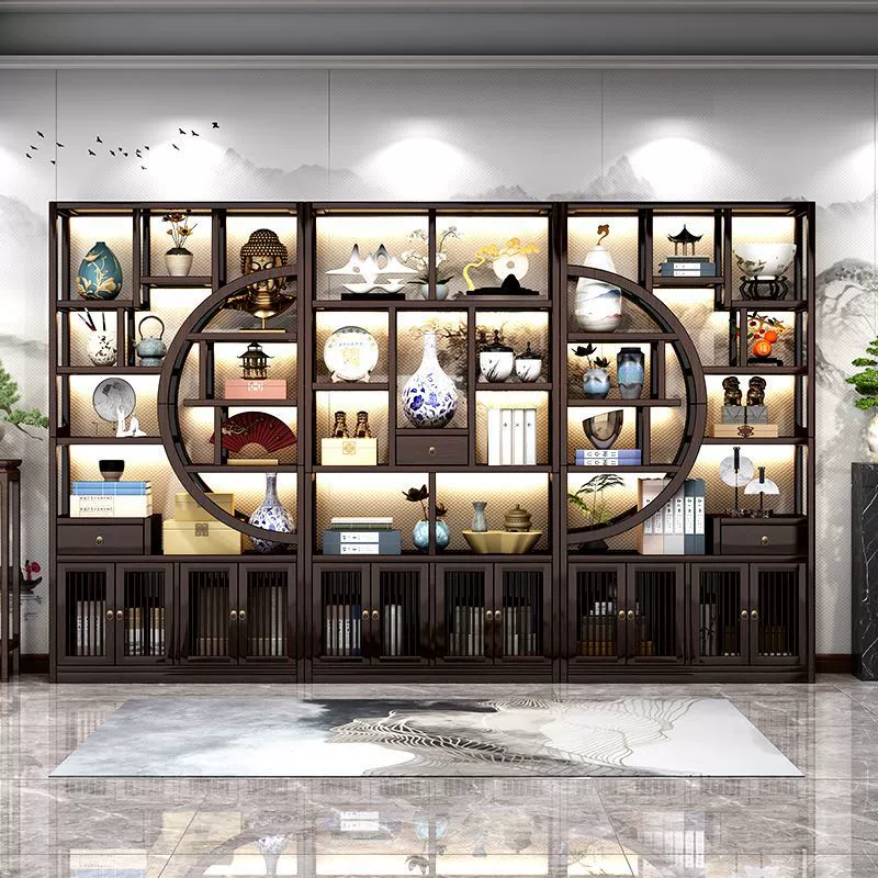 Новый китайский стиль боугу гостиная перегородка витрина из массива дерева