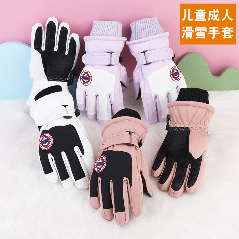 Guantes de ciclismo de pantalla táctil para niños y mujeres en invierno a prueba de viento y frío, esquí caliente, nieve, impermeable, antideslizante y espesado