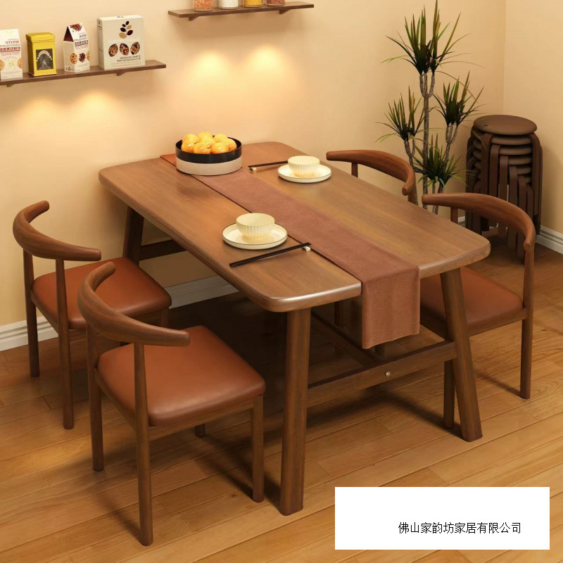 Dining Table for Home Use, Rectangular Rental House Dining Table, Modern Simple Light Luxury Dining Commercial Table and Chair Set