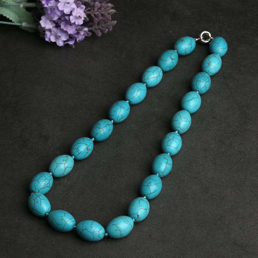 1 Piece Ethnic Style Oval Turquoise Polishing Necklace display picture 4