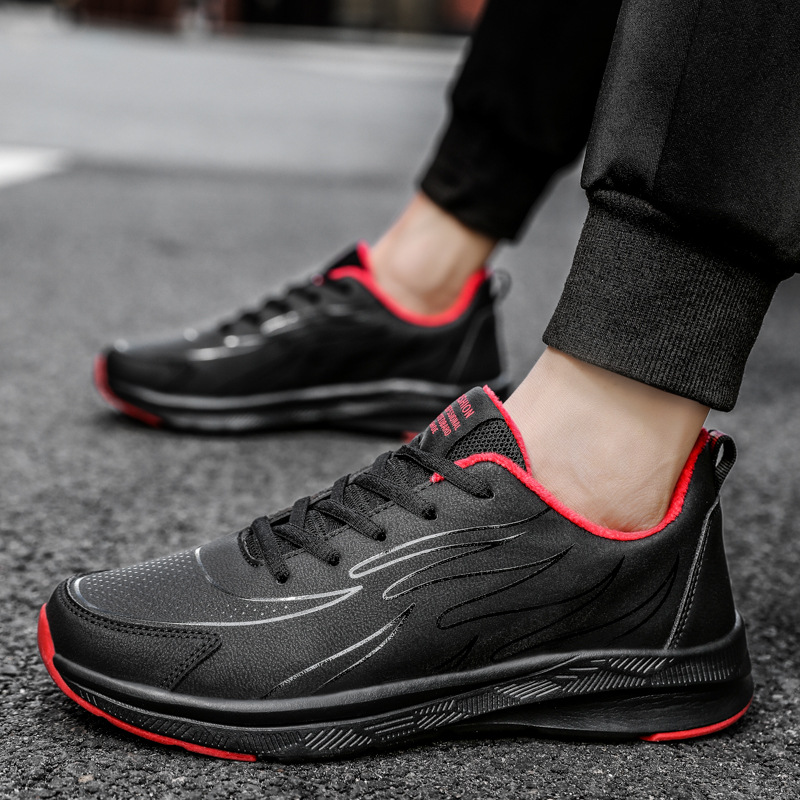 Zapatos masculinos de otoño e invierno, zapatos de cuero, zapatos deportivos, zapatos de correr, zapatos de moda masculina, zapatos de ocio y zapatos de terciopelo, zapatos turísticos