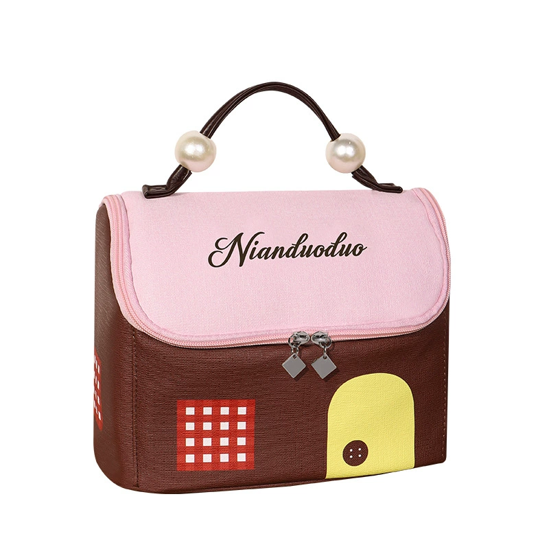 Cute handheld house, capacious waterproof storage system for traveling, cosmetic bag, new collection