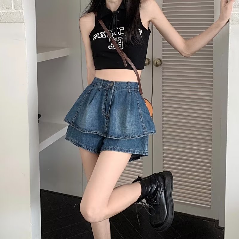 Retro spring denim skirt