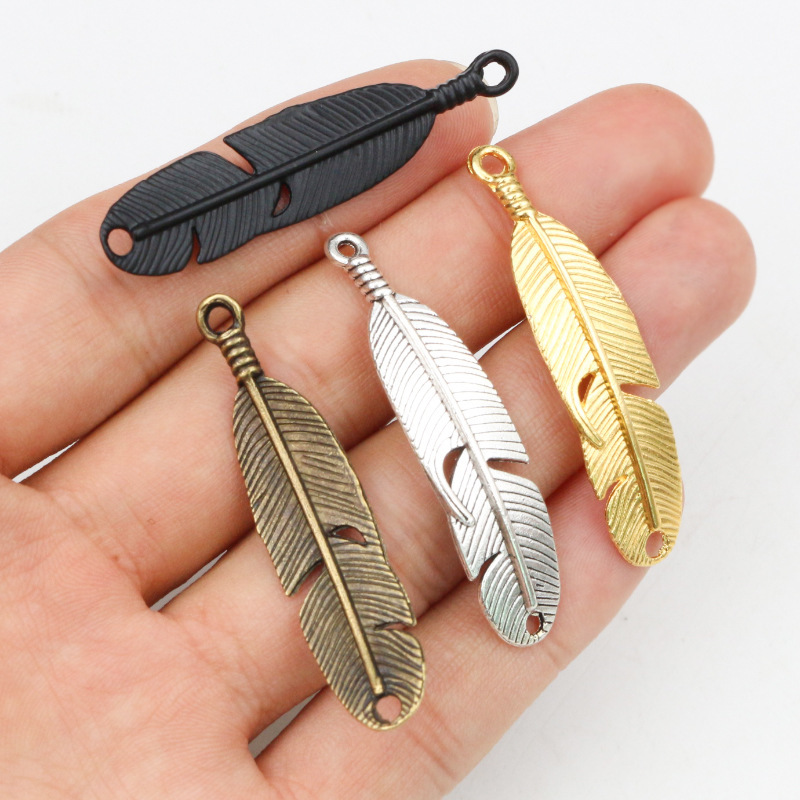 Alloy Feather Pendant DIY Jewelry Accessories Necklace Bracelet Pendant 46X11Mm 3g Alloy Feather Pendant DIY Jewelry Accessories Necklace Bracelet Pendant 46X11Mm 3g