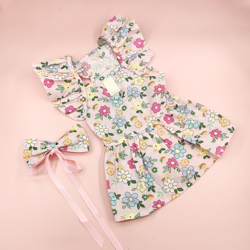 Sweet Cotton Flower Bow Knot Pet Clothing display picture 3