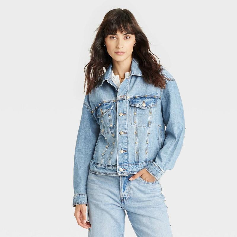 2026 Autumn and Winter Cross-Border Foreign Trade New Autumn Women's Rivet Denim Trucker Jacket Neutral