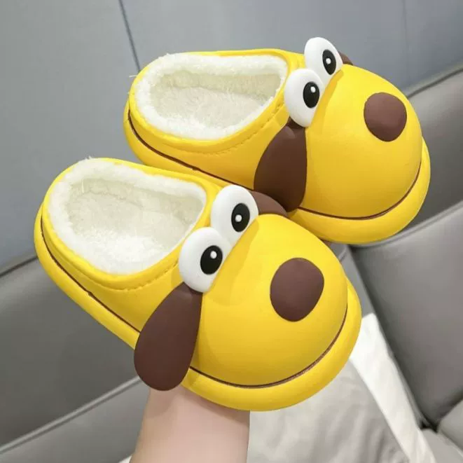 Детские хлопковые тапочки, зимняя теплая Нескользящая уличная одежда, моющаяся непромокаемая утолщенная бархатная хлопковая домашняя плюшевая обувь