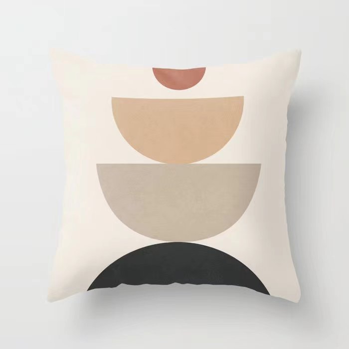Funda De Almohada abstracta simple moderna funda de almohada de piel de melocotón geométrica simple funda de almohada de mediados de siglo