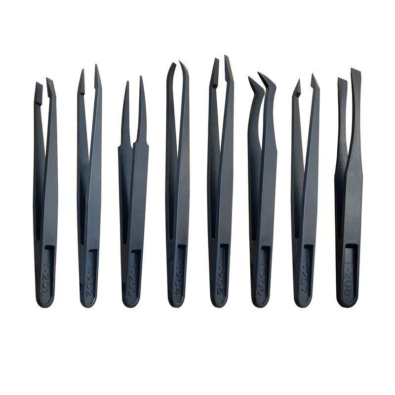 Pinzas antiestáticas fibra de carbono de plástico duro clip industrial DIY belleza manicura de precisión de extracción de componentes electrónicos