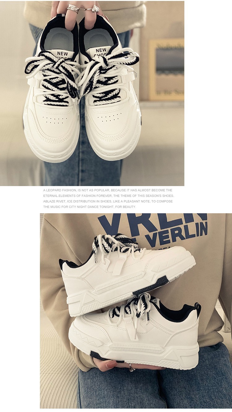 35-43 Übergröße Damen 41 dicke Sohlen vielseitige weiße Frühlingsdesign sportliche und lässige Boardschuhe 42_voghion.com