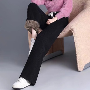 Chenille Wide-leg Pants Women's 2025 Fall/Winter New fleece-lined Thickened Straight Warm Middle-aged Mother Lamb Velvet Pants