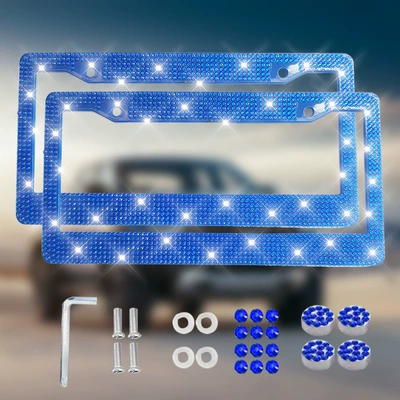 License plate holder/license plate holder, Styles of Plastic Acrylic Diamond - round-hole-double-piece-blue