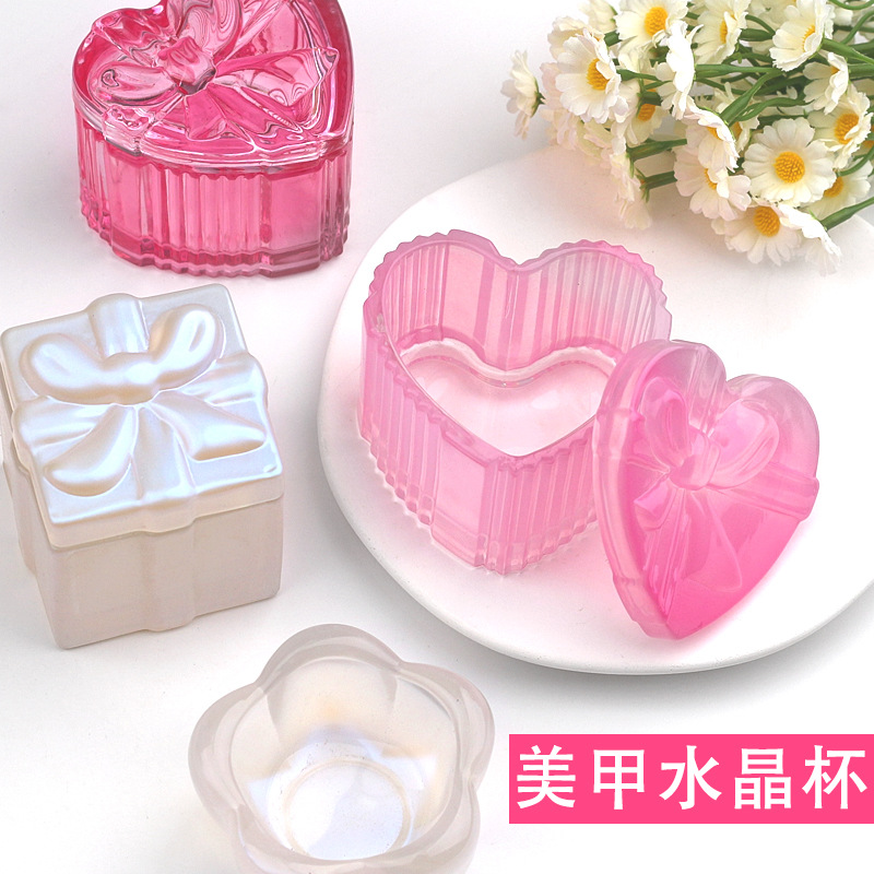 Nuevo tipo transfronterizo de alta calidad manicuría arco de cristal cuadrado taza de lavado de lápiz taza de cristal líquido taza de cristal