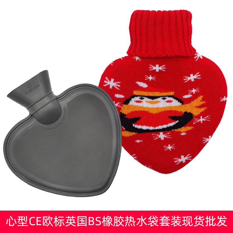 En stock lindo en forma de corazón mano más caliente bolsa de agua portátil creativo llenado de inyección de agua bolsa de agua caliente moda portátil bolso caliente al por mayor