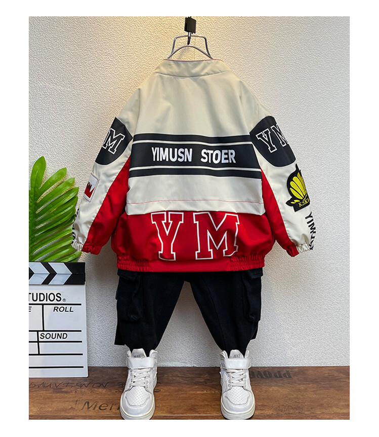 Motorcycle Suit 2024 Spring and Autumn Season New Korean Edition Children's Pi Shuai Jacket Boys' Trendy Cool Coat_voghion.com