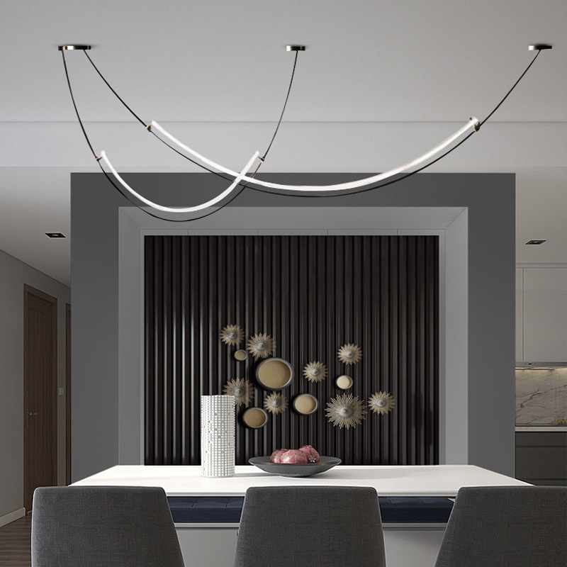 Restaurant living room line lamp designer style simple modern front desk bar model room exhibition hall LED chandelier