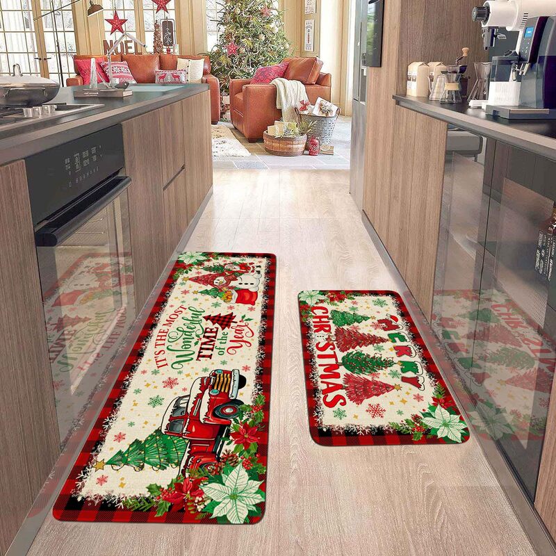 クロスボーダー TEMU Amazon クリスマス フロアマット セット ホーム キッチン 滑り止め、耐摩耗性、お手入れが簡単なフロアマットは、代理店として発送できます|undefined