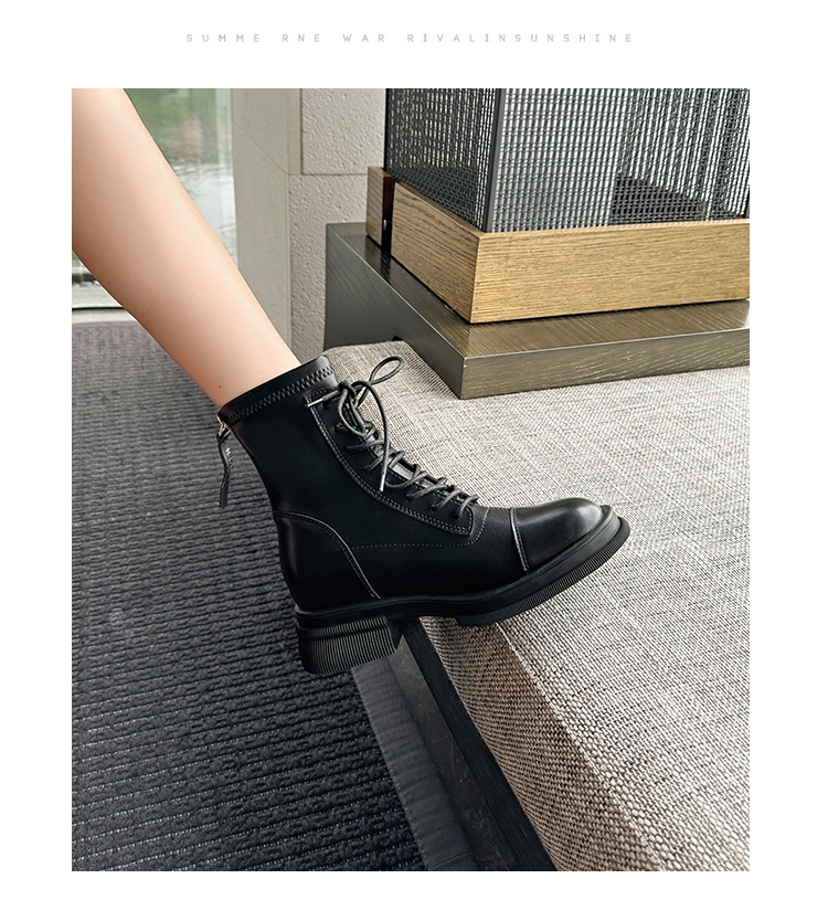 Britische Damen Stiefeletten Aus Leder Mit Dicker Sohle_voghion.com