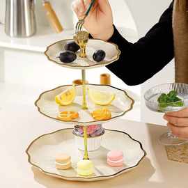轻奢果盘家用客厅茶几前台摆件品糖果盘摆放零食盘多层高档水果盘