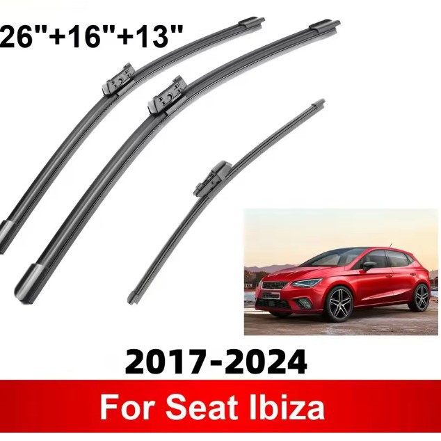 3PCS Car Wiper For Ibiza 6F 2017-2024 Front Rear Wiper