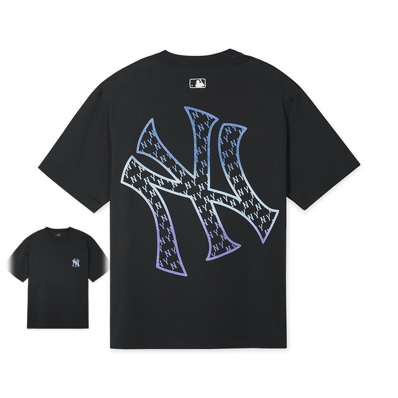 クロスボーダー MLB&NY ベーシックプリント高品質レディース T メンズ半袖コレクション共同ブランドの純綿通気性ボトリングシャツ|undefined