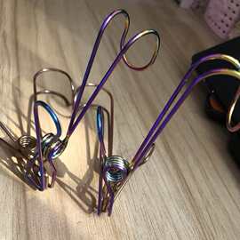 直销彩虹色316不锈钢加长线弯钩实心弹力弹簧线夹办公异形夹子
