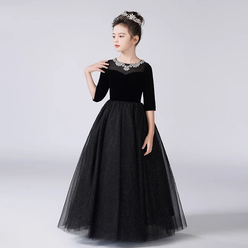 Children's Hepburn Style Princess Dress For Performance Events_voghion.com