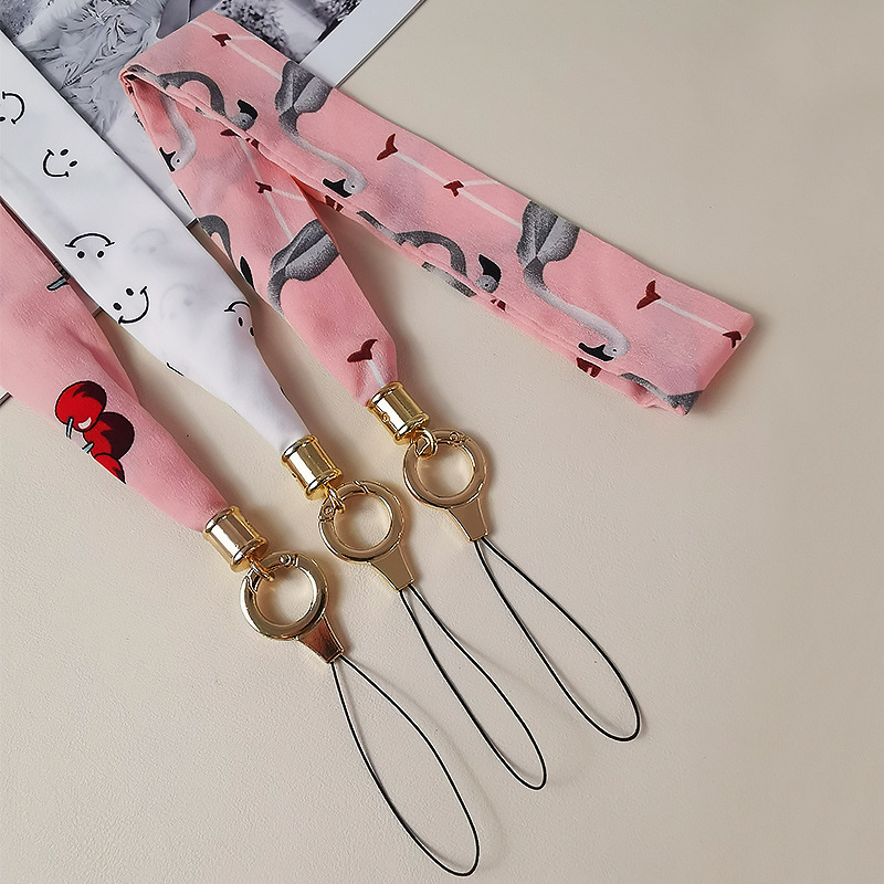 New long silk scarf mobile phone lanyard women's long strap halter non-tightening phone case universal side hanging anti-drop mobile phone rope