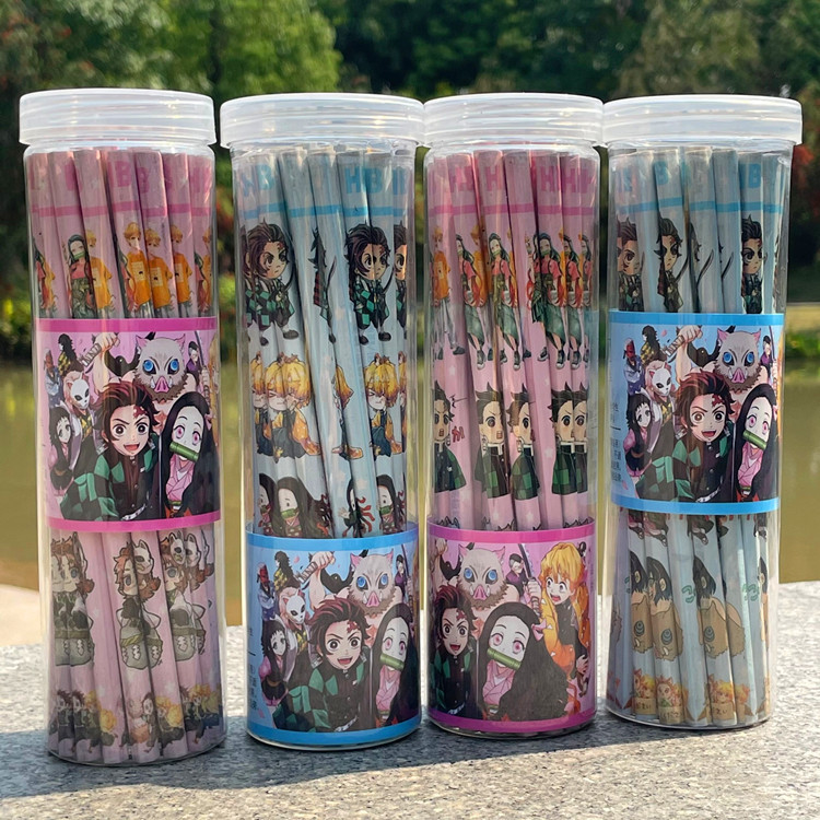 鬼滅动漫周边HB带橡皮铅笔50支装鬼灭之木铅笔小学生文具奖品批