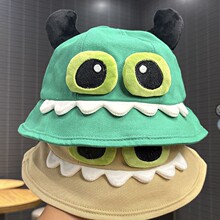 搞怪牛角情侣出游遮阳渔夫帽春秋夏季男女学生防晒太阳帽卡通盆帽