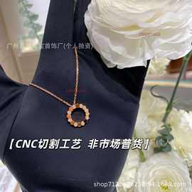尚美新款高版本CNC蜂巢花环项链女镂空圆圈圈镀18k真金蜂窝锁骨链