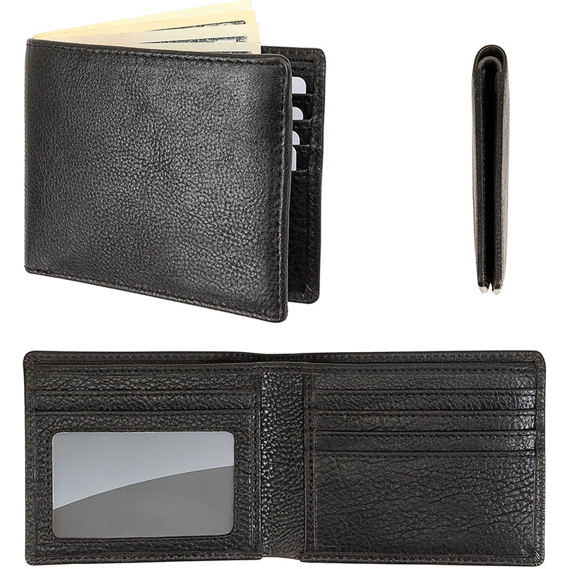 Nuevo estilo transfronterizo billetera personalizada de ventana de identificación para hombres billetera RFID de alta gama para hombres billetera de cuero de vaca de primera capa