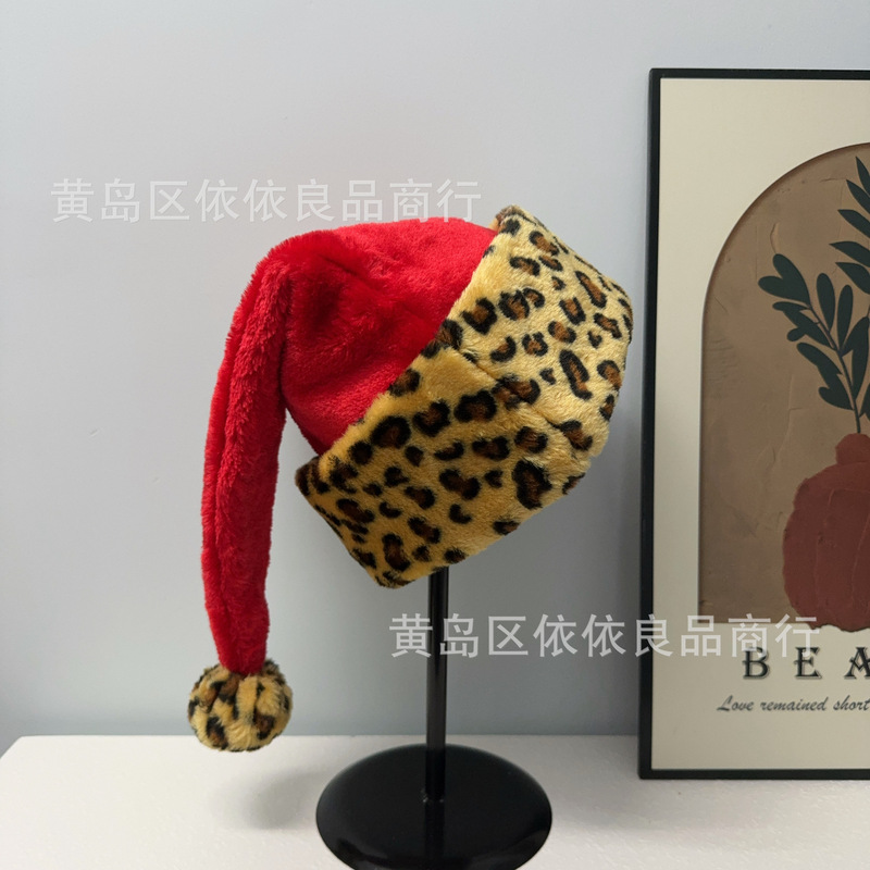 25-Year-Old Cross-Border New Leopard Print Red Christmas Hat Adult Creative Christmas Hat Christmas Scene Decoration 25-Year-Old Cross-Border New Leopard Print Red Christmas Hat Adult Creative Christmas Hat Christmas Scene Decoration