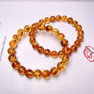 Red Flower Amber Bracelet 8mm Natural Beeswax Genuine Beeswax Bracelet Amber Bracelet Jewelry Necklace DIY Wholesale Women