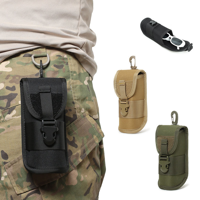 Tactical Glasses Bag Molle Waist Hanging Outdoor Mountaineering Hiking Portable Anti-Pressure Goggles Storage Box Eva Sunglasses Bag