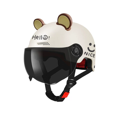 Cute Half Helmet, Summer Men's Sun Motorcycle Safety Supplies - new-national-standard-apricot-short-tea-free-cute-ears-one-size-fits-all