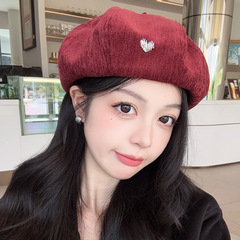 韩版复古文艺爱心贝雷帽子女秋冬季新款时尚画家帽显脸小南瓜帽女