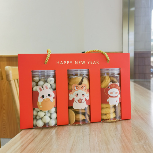 2024 New Year Cookies Nougat Snowflake Crisp Hand Box Gift Box Red Creative Year of the Dragon Candy Box Western Dessert Box