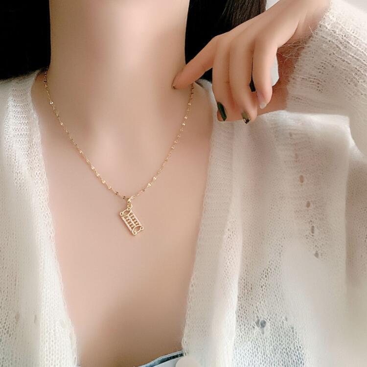 Wholesale Simple Style Water Droplets Crown Fish Tail Titanium Steel Zircon Pendant Necklace_colorza_2