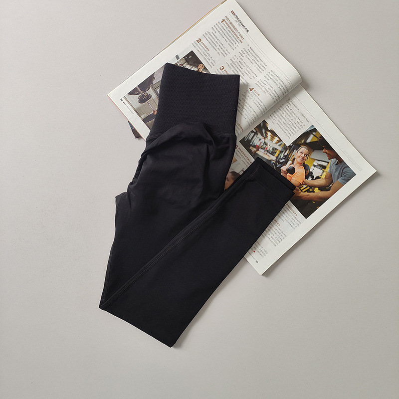 Pantalones de gimnasio sin costura europeos y estadounidenses, cintura alta, abdomen, caderas, pantalones de melocotón para correr, yoga, leggings apretadas