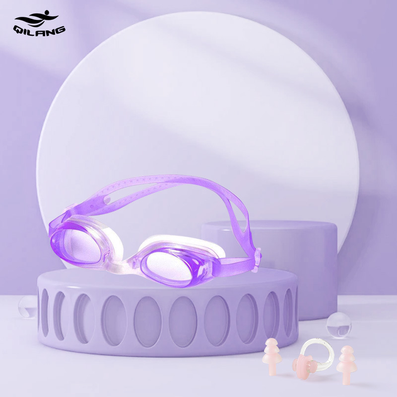 보라색 (YB1600 수영 고글 BJ001 코 클립 이어플러그)