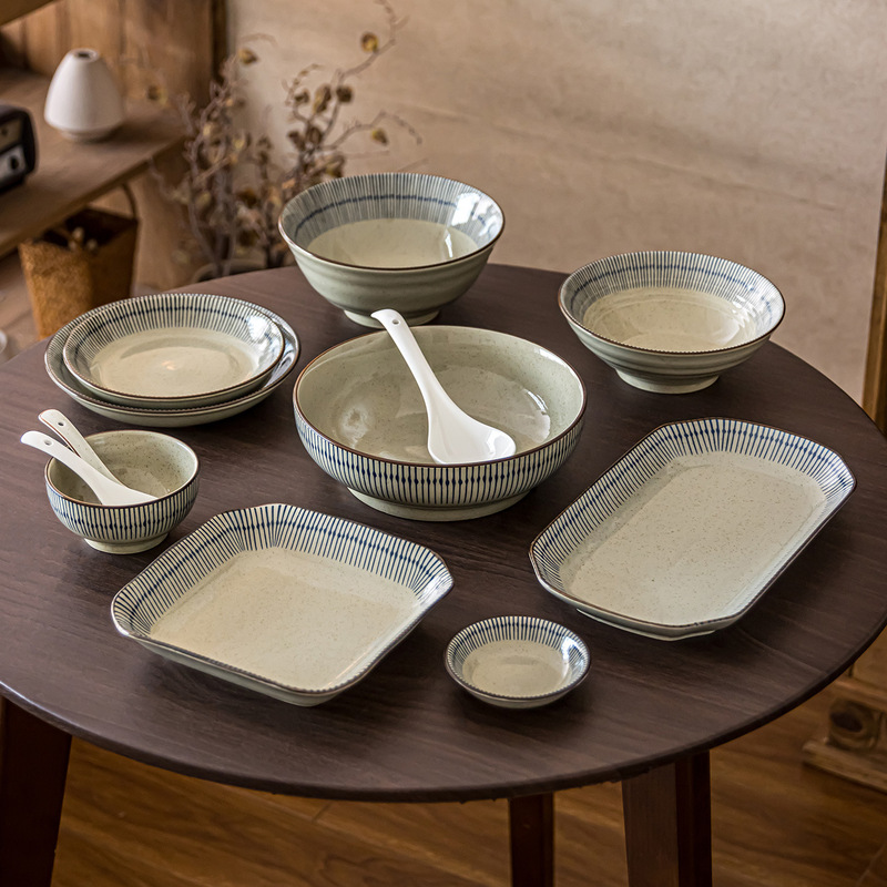 Japanese-Style Ceramic Tableware with a High-End Feel, Household Bowl and Plate Set, Rice Bowl, Wholesale Soup Bowl, Noodle Bowl, Large Round Bowl, Salad Bowl Japanese-Style Ceramic Tableware with a High-End Feel, Household Bowl and Plate Set, Rice Bowl, Wholesale Soup Bowl, Noodle Bowl, Large Round Bowl, Salad Bowl