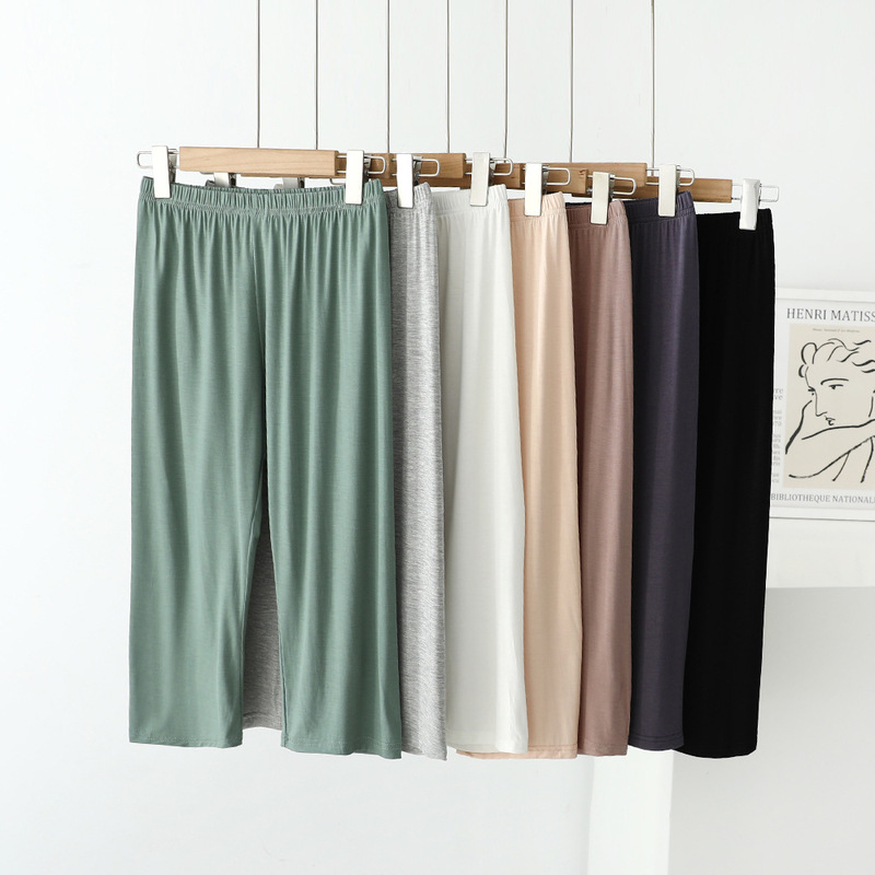 Modal spring and summer plus size outer wear cropped pencil pants anti-exposure safety pants solid color high waist long johns leggings