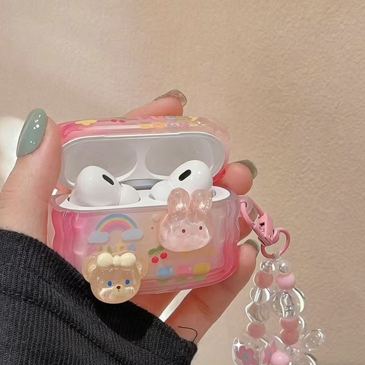 Casa de conejo con polvo para Apple AirPods 1 / 2 generación cubierta de auriculares pro2 silicona 3 suave 4 generación cubierta protectora