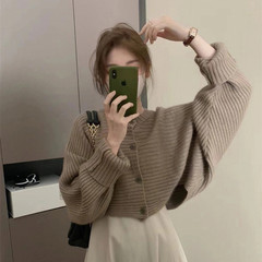 コウモリの袖のゆったりしたセーターの女性の秋冬の新型の優しい風のコートのファッションの注意機の百合のニットのカーディガンのマント