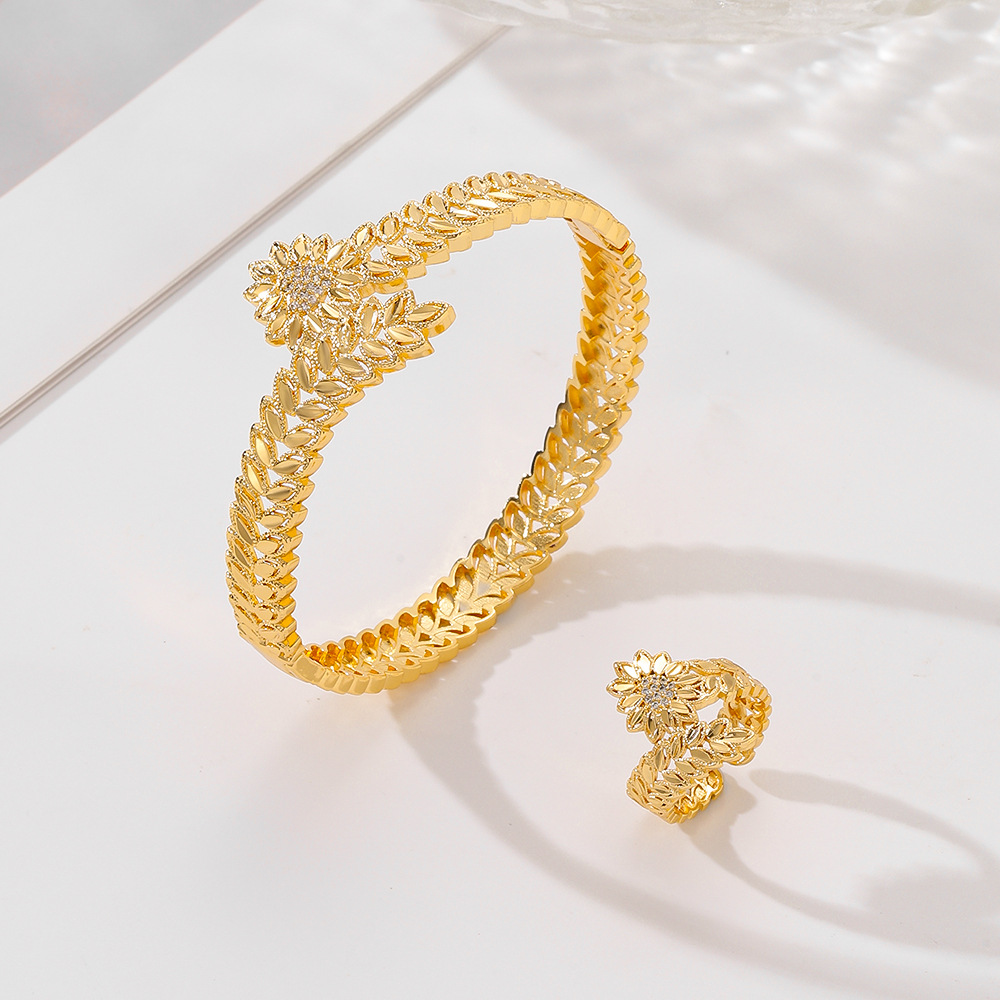 Explosiones populares selecciones transfronterizas juegos de joyería mujeres pulseras de piedra de bronce anillo de boca viva dos juegos de joyería nuevo