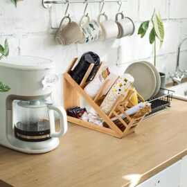 木质杯架家用一次性纸杯收纳架奶茶店纸杯整理架茶包木制置物架