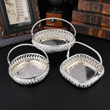 跨境时尚糖果篮小吃碗金属镀银椭形食品杯子提篮托盘批发酒店家用
